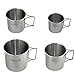 Produktbild BeGrit 4Stk Edelstahl Klappgriff Griff Outdoor Reise Camping Wasser Tasse Kaffeebecher Set
