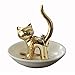 Produktbild WAYER Katze ringhalter, Schmuck Ring Halter Ring behälter Kupferring-Inhaber Keramikplatten Adorable Katze Badezimmer Schmuck behälter-golden 10x10.5cm(4x4inch)
