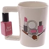 NYRWANA DELIVERING SMILES IN INIDA Nail Polish Unique 3D Handle Printed Ceramic Mug for Tea,Coffee and More Home Office Kitchen Quirky Birthday Gift - White