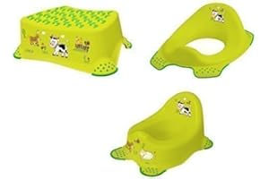 OKT KIDS 3er Set Funny Farm grasgrün Topf + WC Aufsatz + Hocker Toilettentrainer