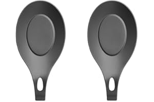 JIEKONG Poggiamestolo in Silicone,Poggia Mestolo Cucina,Porta Mestoli da Cucina,Porta Cucchiaio - 2 Pezzi (Colore: Nero)