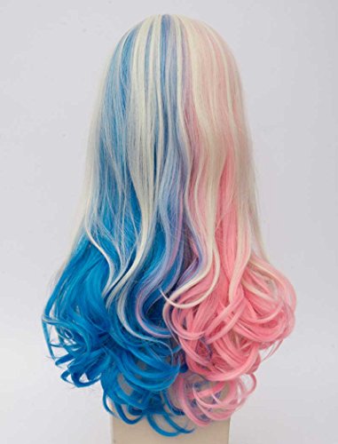Tsnomore Rosa und Blau gemischt 2 tonte langes lockiges Suicide Squad Harley Quinn Perücke - 4