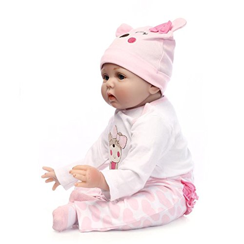 Fachel Reborn Baby Doll realistic baby dollsVinyl Silicone Babies 55cm 22inch Doll Newborn real baby doll Life Like Reborn Pacifier Doll Lovely pink dress round dolls