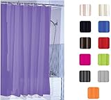 MSV Anti-Schimmel Duschvorhang - Anti-Bakteriell, waschbar, wasserdicht, mit 12 Duschvorhangringen - Polyester, „Lila“ 180x200cm