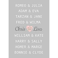 Kunstdruck ungerahmt, Traumpaar Liebe, Hochzeitsgeschenk, berühmte Paare, Geschenkidee personalisiert, Jahrestag, Gastgeschenk