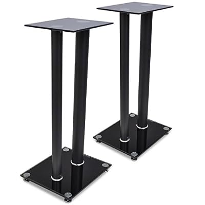 vidaXL Paire de pieds d'enceintes(chacune munie de deux tubes noirs)