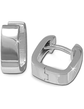 SilberDream Ohrringe Creole Glanz eckig 11mm 925 Sterling Silber Ohrring SDO347S