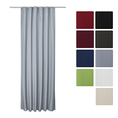 Beautissu® Blickdichter Kräuselband-Vorhang Amelie - 140x175 cm Grau - Dekorative Gardine Universalband Fenster-Schal