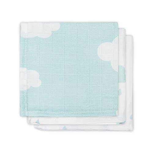 Jollein 537-848-65055 Mull Mundtuch Clouds, 3 pack, blau/jade