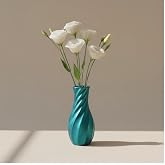 Turkuaz Dekoratif Burgu Vazo 15 cm &ndash; El Yapımı Taş Tozu & Re&ccedil;ine Modern Vazo, Coastal Minimal Masa ve Sehpa Dekoru