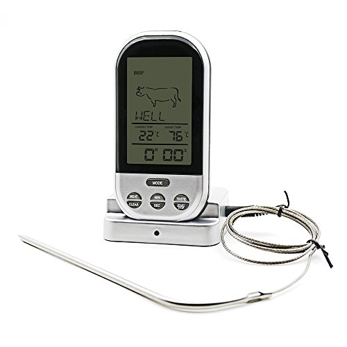 Bearhoho Wireless Digital Meat Cooking Thermometer and Timer, Instant Read Thermometer for Grill, BBQ, Oven, Smoker, Kitchen with Stainless Steel Probe(White) by Bearhoho - 4