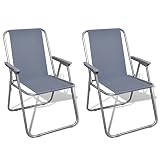 vidaXL Conjunto de 2 Sillas Grises Plegables Exterior