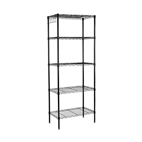 LANGRIA Regal 5 Ablage Regalsystem Modern Steckregal 275 lb Capacität, 60x35,05x150,1cm, Schwarz