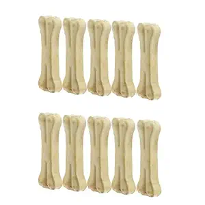 Robust Dog Chew Bones : 5 Inches(10) | Premium Compressed Rawhide Chews for Small, Medium and Large Dogs | Natural Product | Makes Teeth & Gums Healthy | Long Lasting Treats | Proudly Made in India