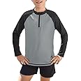 BesserBay Boys UPF 50+ Long Sleeve Rash Vest Quick Dry 1/4 Zip Sun Protection Swimwear Tops 3-12 Years
