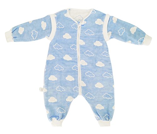 Preisvergleich Produktbild Babyschlafsack Baumwolle Schlafsack Unisex Abnehmbaren Ärmeln Schlafsack Overall Kleidung Ganzejährig Anzug 68cm-Blau