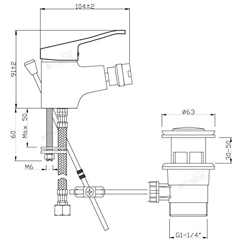 Bidet Armatur Bidetmischer Wasserhahn Waschtischarmatur Einhebelmischer Bad Chrom - 3