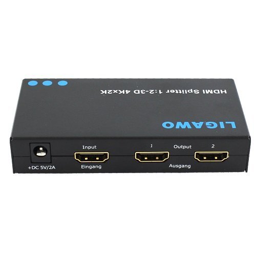 Ligawo ® HDMI Splitter 1×2 2-fach – 1.4a 3D 4Kx2K mit HDMI Kabel und LED Abschaltung - 2