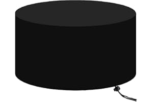 ZRFYDN Housse de Jardin Ronde Housse Protection Table Jardin Ronde Jardin Table Housse Imperméable Coupe-Vent Anti-UV Résistant à la Déchirure 420D Oxford Bache Table Jardin Ronde - Ø 120x120cm
