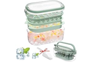 Eiswürfelform mit Deckel Eiswürfelbehälter Kugel&Quadrate Ice Cube Tray 54 Stück Eiswürfel Homhut Einfache Lösen Perfekt für Cocktails/Whisky/Tee/Kaffee (Grün)