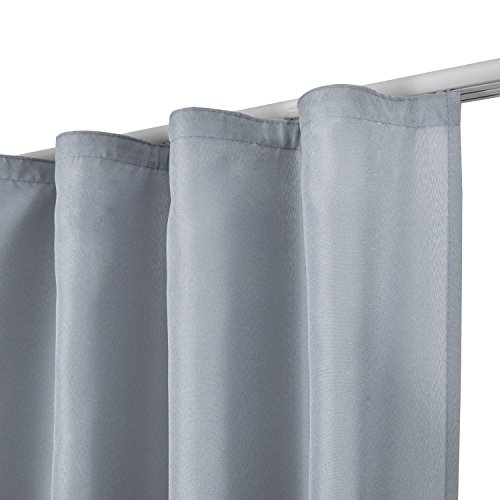 Beautissu® Blickdichter Kräuselband-Vorhang Amelie – 140×175 cm Grau – Dekorative Gardine Universalband Fenster-Schal - 2