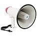 Produktbild Vexus MEG045 Megafon 40W Megaphone mit Sirene und Aufnahmefunktion mit Sirene und Aufnahmefunktion (MP3-fähiger USB-Slot und SD-Kartenslot, AUX Batterie-Betrieb, Trage-Gurt) rot-weiß
