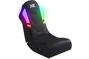 X-ROCKER X Rocker Shadow RGB 2.0 Floor Rocker, Audio Console Gaming Chair - Neo Motion™ Sync App Controlled LED Lights, Headrest Speakers, Folding Rocking Base, Wipe-Clean Faux Leather for Kids & Teens - Black