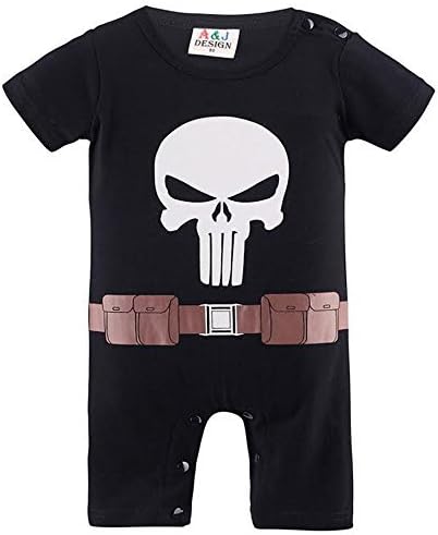 Inspired by Marvel Punisher-Inspired Infant Outfit. (6-9 Months)