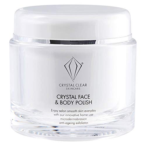 Esmalte de cara y cuerpo de cristal transparente de 150 ml, una fórmula de lujo que ofrece un efecto de microdermoabrasión suave para restaurar una textura suave y refinada.
