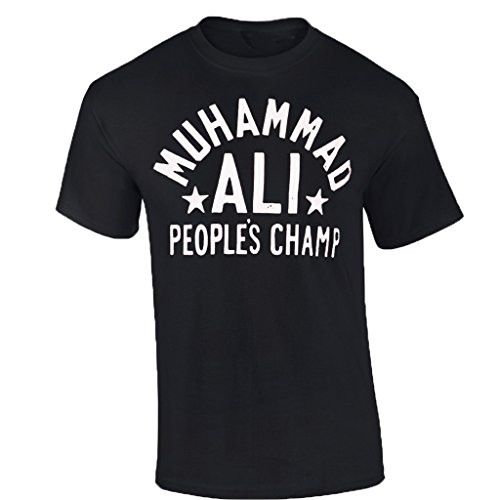 Mens Mohammad ALI T-Shirt PEOPLE'S CHAMP boxing Tshirt ali Cassius Clay shirt-Black-X-Large