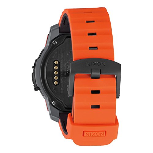 Nixon Men's Quartz Smartwatch with Multicolour Dial Analogue/Digital Display and Orange Silicone Strap A1167-2658-00