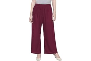 BODYWEAR LTD - Women Plain Flared Palazzo – Trousers - Baggy Wide Leg Flared Pants – Elasticated Waist – Comfortable Fit – Casual Wear - Perfect for Indoor, Outdoor Activities