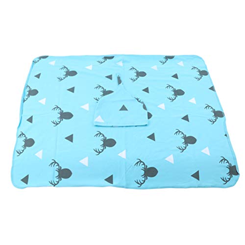 Preisvergleich Produktbild SHIJIAN Kinder Puckdecke Schlafsack Hüte Badeturm lustige Hirschdesigns Baumwolle weich waschbar Quadrate Puckdecke Kleinkind Neugeborene, Baumwolle, blau