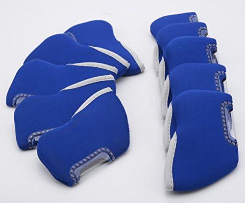 FLTRADE Golf Iron Covers,Water Resistant Nylon Golf Iron Club See Through Window Head Cover Protection Sleeve Case Set Pack of 10,Blue