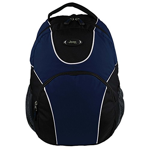 Ladies Mens Large Backpack Rucksack Bag by Jeep Travel Tough Walking Hiking (Black/Navy)