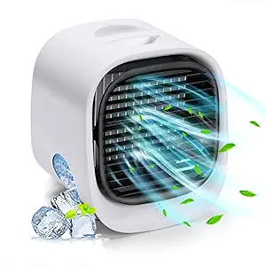 Air Cooler, Evaporative Air Cooler& Portable Air Conditioner/Humidifier, 2021 Mini Air Conditioner Noiselessness with USB Charge, 3 Adjustable Speeds with LED Lighting for Room Home Office