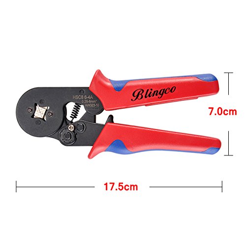 Blingco 0.25-6.0mm² Selbstjustierende Draht-Ferrule Crimpzange Set, Abisolierzange Automatisches Crimpwerkzeug für isolierte, unisolierte Drahtseil-Ratschenkabelschuhe - 7
