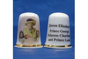 BIRCHCROFT CHINA Dé à coudre à collectionner en porcelaine H M Queen Elizabeth et George, Louis, Charlotte