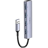 sunshot USB 3.0 Hub,4 USB A Ports Hub Expander,Ultra Slim Splitter Adapterkabel für Laptop, Computer, PC zum Erweitern von US