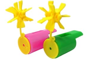 ATC Handels GmbH Windmühlenpfeife 12er Set, Luftstrompfeife, Windräderpfeife als Wertvolles Intrument für Sprach- und Atemübungen (grün und pink)