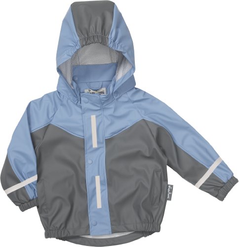 Playshoes Boy's Kids Waterproof Sportive Jacket Raincoat, Grey (Blue/Grey), 9-12 Months (Manufacturer Size:80cm)