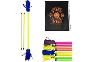 Juggle Dream Neo Flower Stick Set - Great For All Skill Levels - Pro Fibreglass and Silicone Flower Stick and Handsticks - Includes Cascade Bag (Yellow)