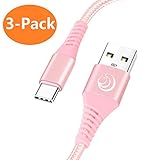 Câble USB Type C Yosou[2M,Lot de 2] Câble USB C Nylon Tressé Rapide Chargeur pour Samsung Galaxy S8/S9,Huawei P9/P10/P20,OnePlus ,ChromeBook Pixel ,LG G5/G6,Sony, HTC 10 et cet Plus-or rose
