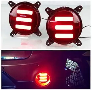 AUTO SNAP Car LED Brake Light Reflector Bumper Light Auto Decoration Rear Fog Lamp Compatible For Hyundai Grand I10 2017-2018, Red, 2PCS