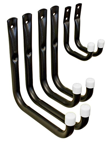 Shepherd Hardware8088E Heavy Duty Steel Garage Storage/Assorted Utility Hooks, 6 Pack, Black