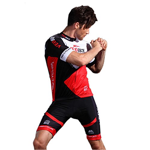 Asvert Herren Kurzarm Atmungsaktiv Schnelltrocknend Trikot Set Kurzarm Trikot Kurzärmeliges Radsport-Anzug Mountain Biking Kleidung Kompression Hosen (7 Stück) - 8