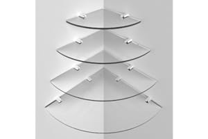 Expression Products Multi Pack Acrylic Corner Shelves - 150mm, 200mm, 250mm, 300mm, Free Trolley Token Material Sample Included per Shipment, Clear