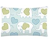 Aminata Kids Kinderbettwäsche Bettwäsche Kinder 100×135 cm Baumwolle Tiermotiv Kleinkind Tiere Zoo Babybettwäsche Elefanten mit Herz Babybett Wildetiere Zootiere hellblau Jungen Mädchen mit Reißverschluss - 4