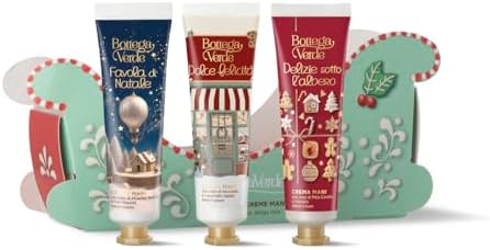 Bottega Verde - Cofanetto Regalo XMas Mix Creme Mani, 3 Creme Mani da 30 ml, Favola di Natale, Dolce Felicità e Delizie Sotto l’Albero, Nutriente, Protettivo, Idea Regalo