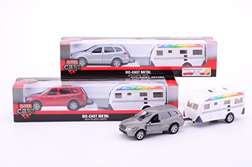 Preisvergleich Produktbild Super Cars Kinder-Spielauto mit Wohnwagen Anhänger